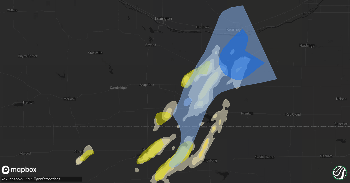 Hail map in Oxford, NE on June 9, 2026
