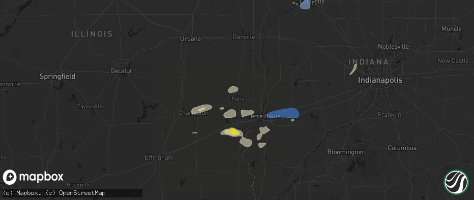 Hail map in Paris, IL on June 9, 2026