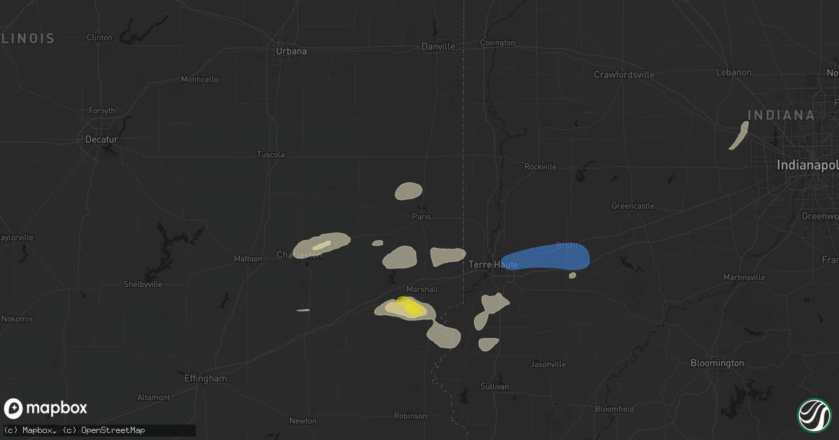 Hail map in Paris, IL on June 9, 2026