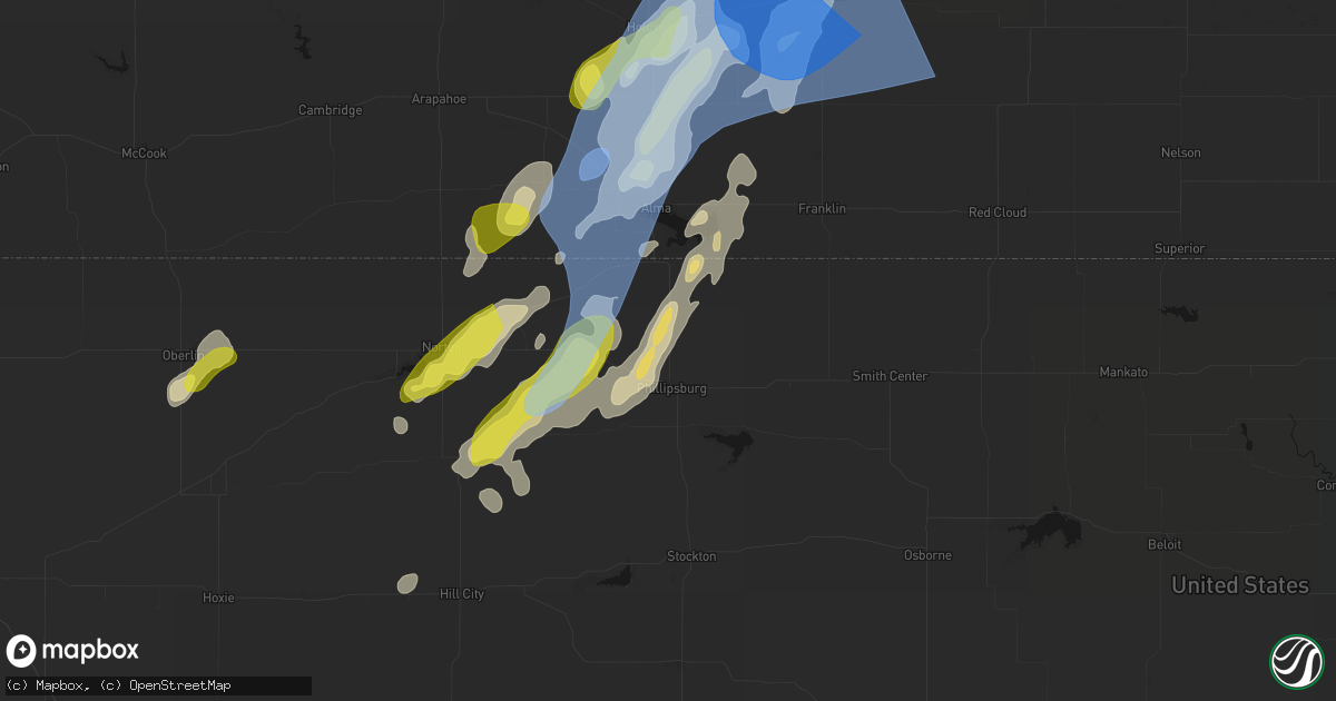 Hail map in Phillipsburg, KS on June 9, 2026