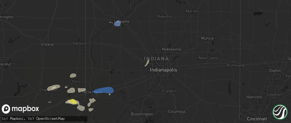 Hail map in Pittsboro, IN on June 9, 2026