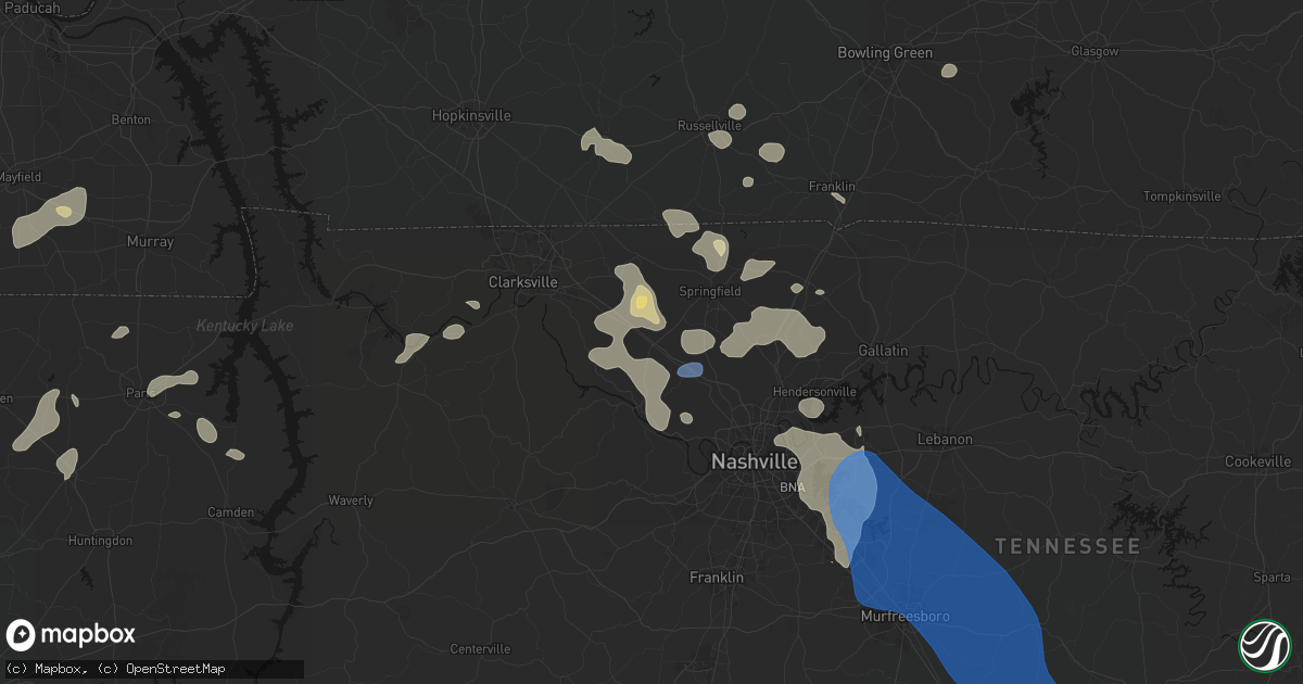 Hail map in Pleasant View, TN on June 9, 2026