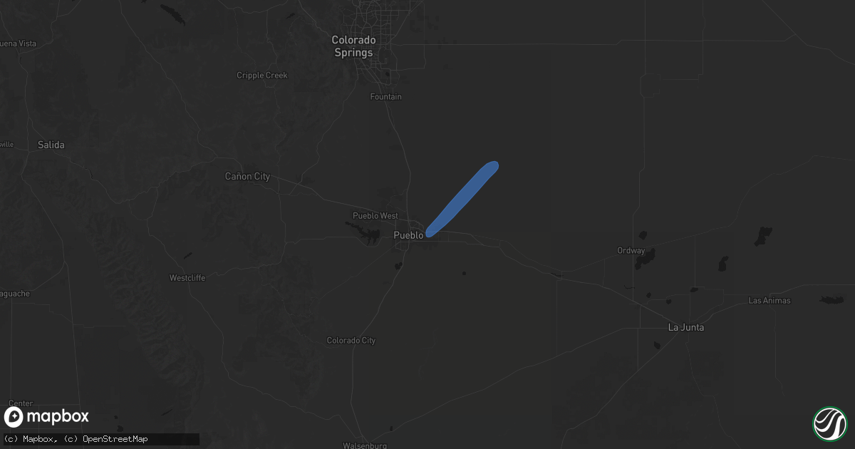 Hail map in Pueblo, CO on June 9, 2026