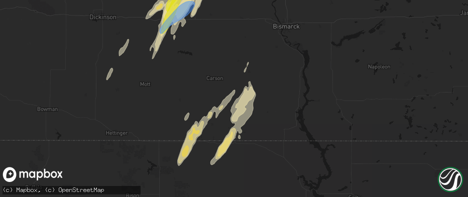 Hail map in Raleigh, ND on June 9, 2026