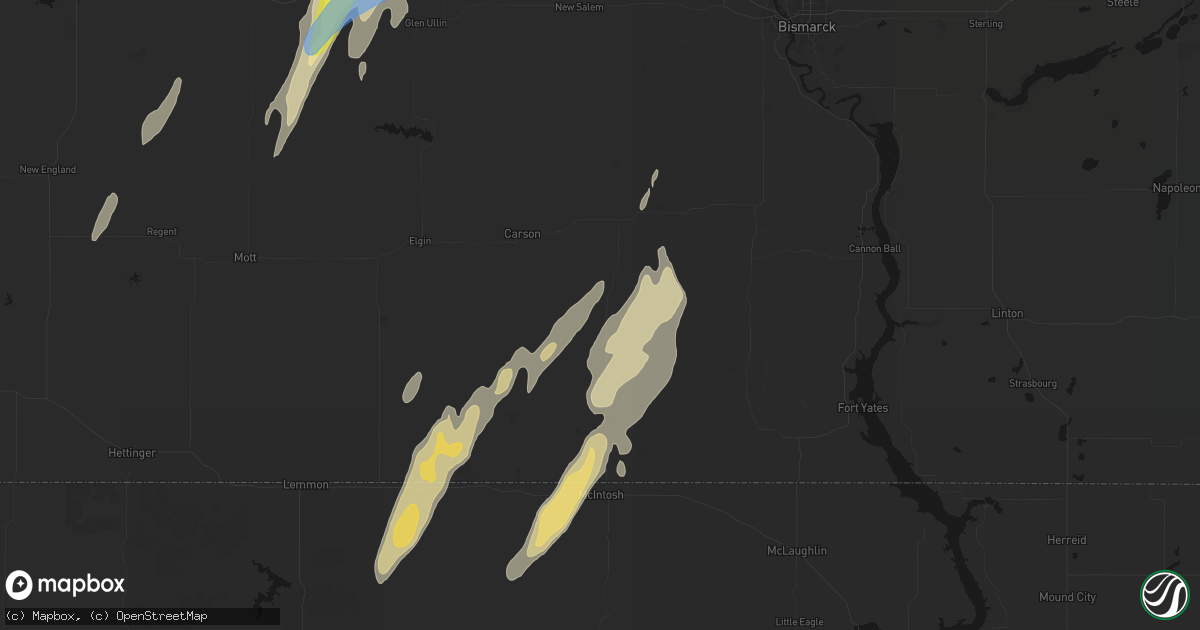 Hail map in Raleigh, ND on June 9, 2026