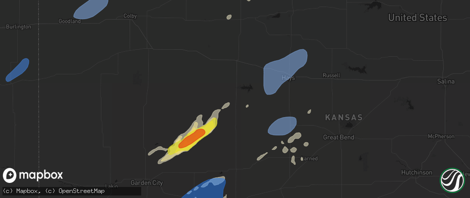 Hail map in Ransom, KS on June 9, 2026