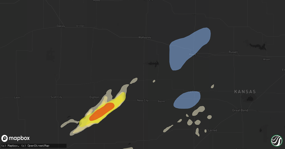 Hail map in Ransom, KS on June 9, 2026