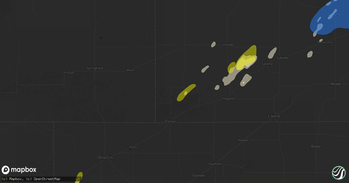 Hail map in Richfield, KS on June 9, 2026