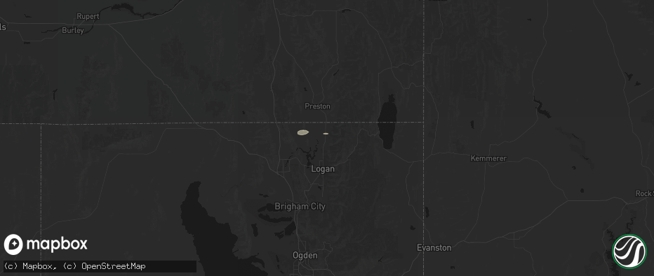 Hail map in Richmond, UT on June 9, 2026