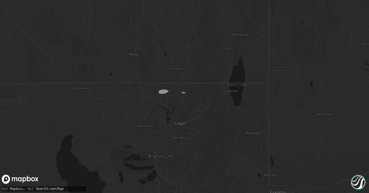 Hail map in Richmond, UT on June 9, 2026