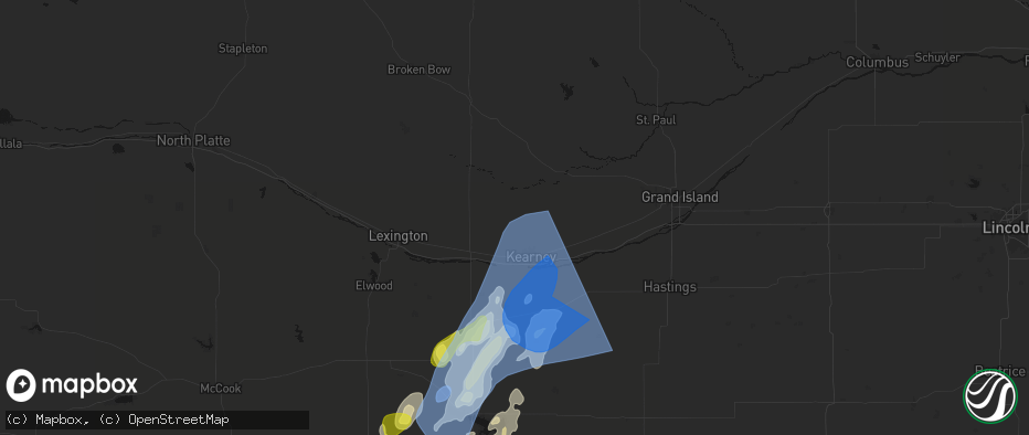 Hail map in Riverdale, NE on June 9, 2026