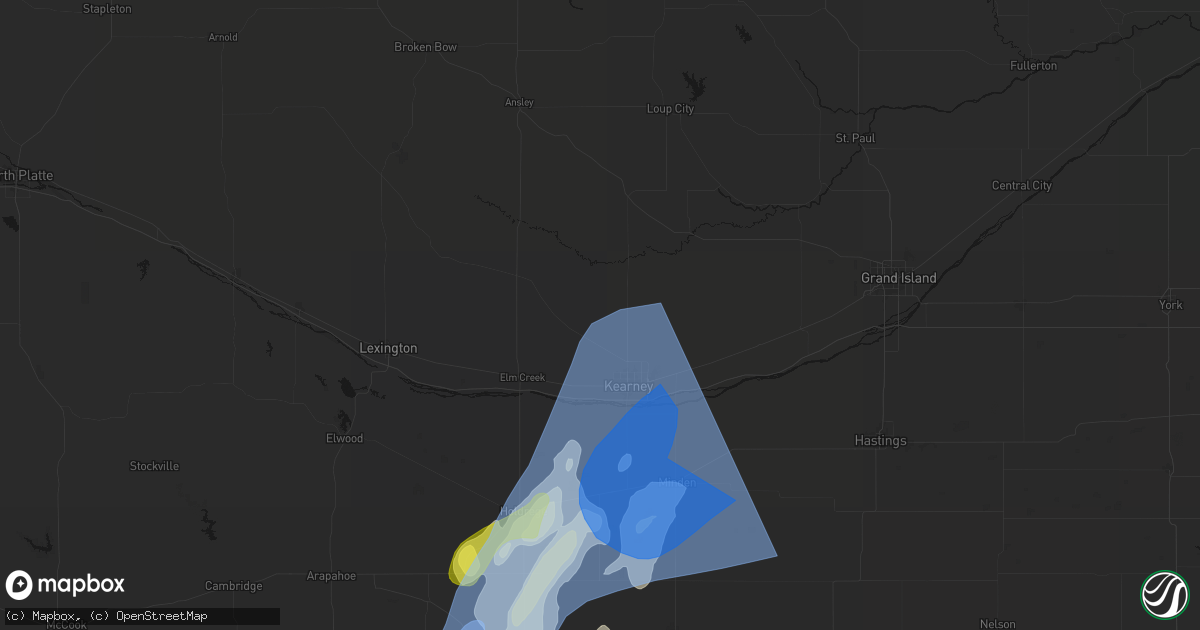 Hail map in Riverdale, NE on June 9, 2026