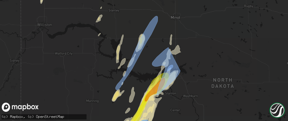Hail map in Roseglen, ND on June 9, 2026