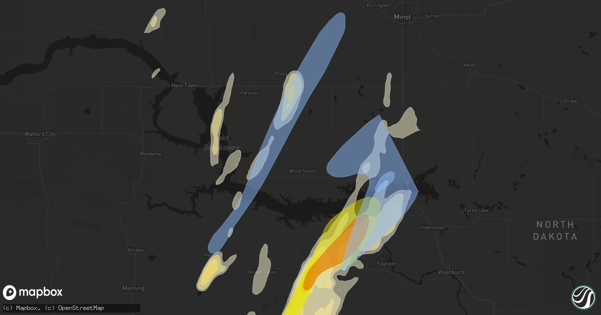 Hail map in Roseglen, ND on June 9, 2026
