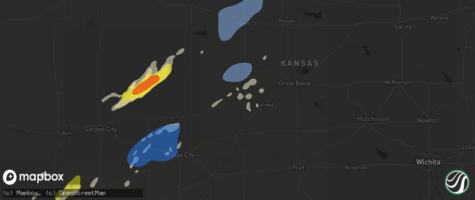 Hail map in Rozel, KS on June 9, 2026