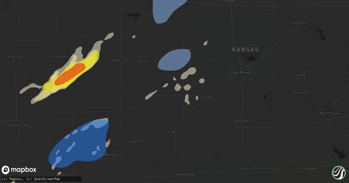 Hail map in Rozel, KS on June 9, 2026