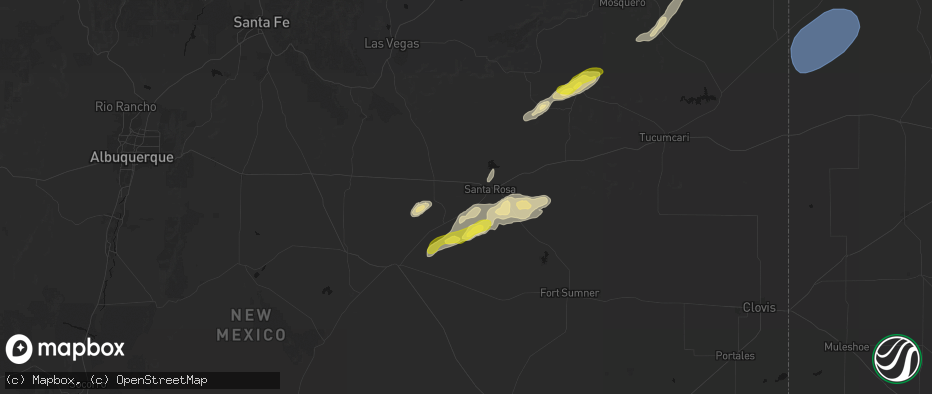 Hail map in Santa Rosa, NM on June 9, 2026