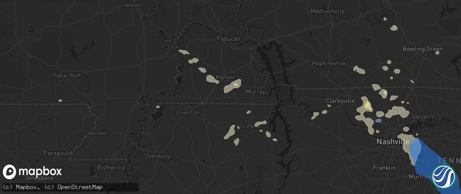 Hail map in Sedalia, KY on June 9, 2026