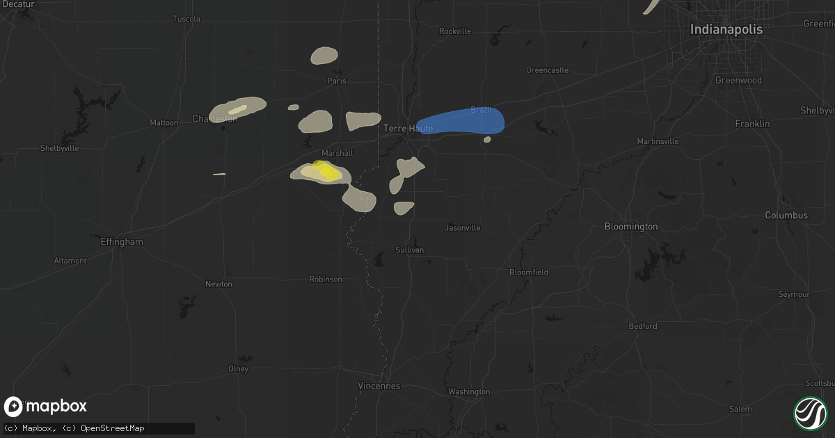 Hail map in Shelburn, IN on June 9, 2026