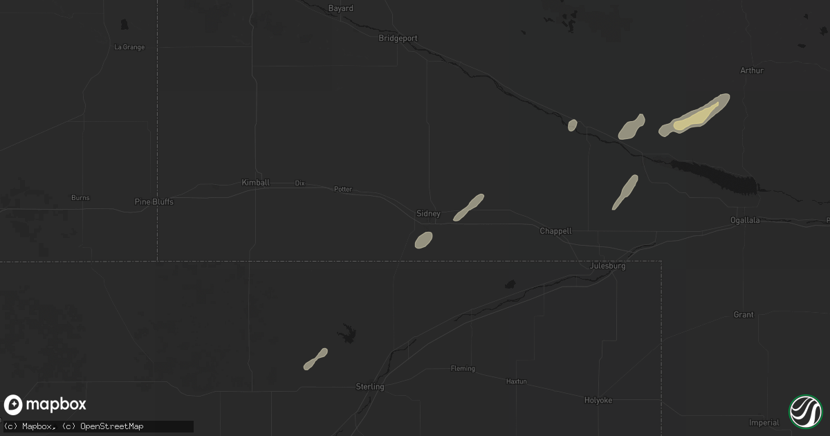 Hail map in Sidney, NE on June 9, 2026