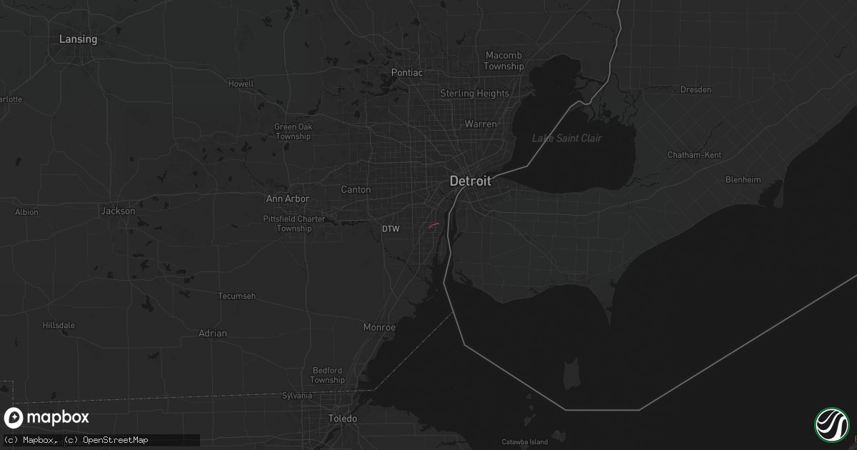 Hail map in Southgate, MI on June 9, 2026