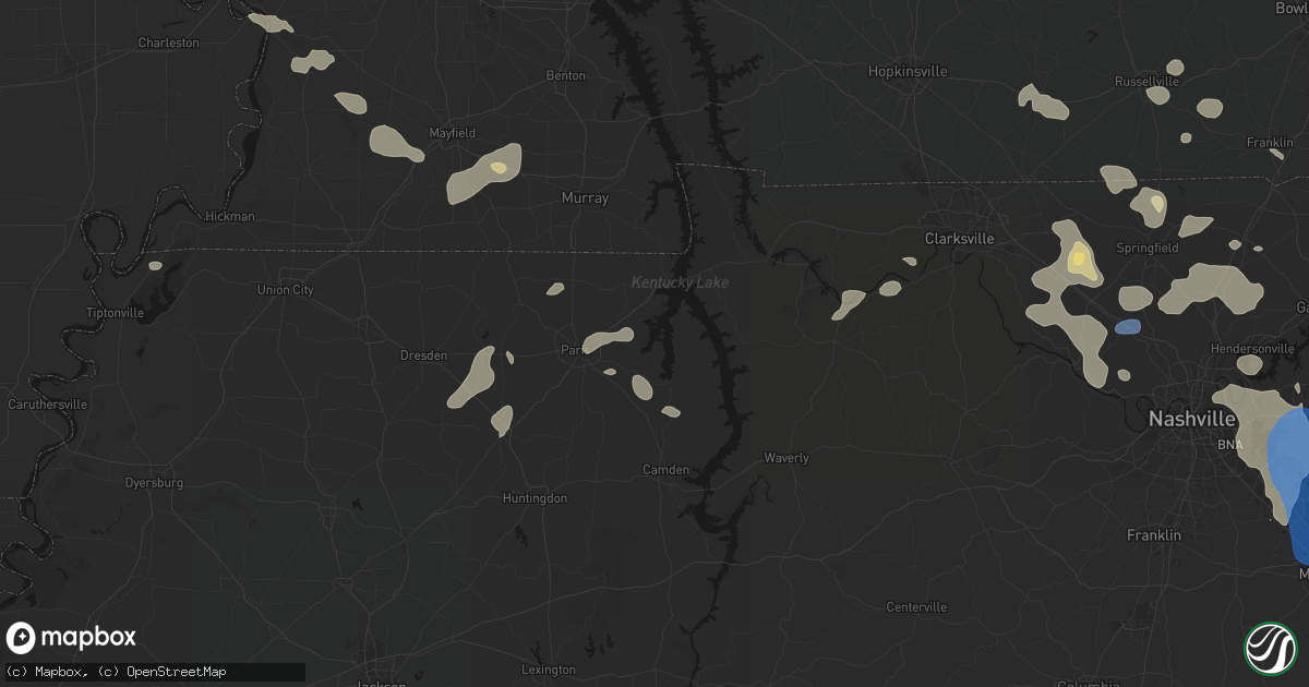 Hail map in Springville, TN on June 9, 2026