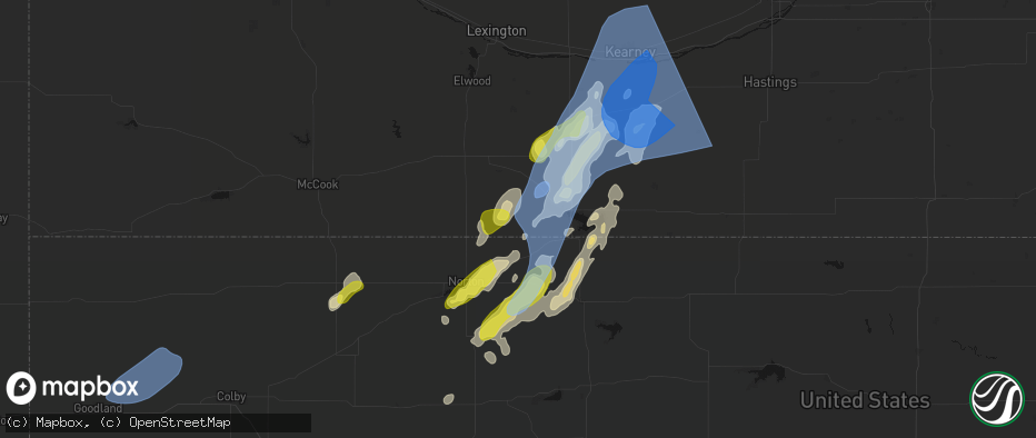 Hail map in Stamford, NE on June 9, 2026