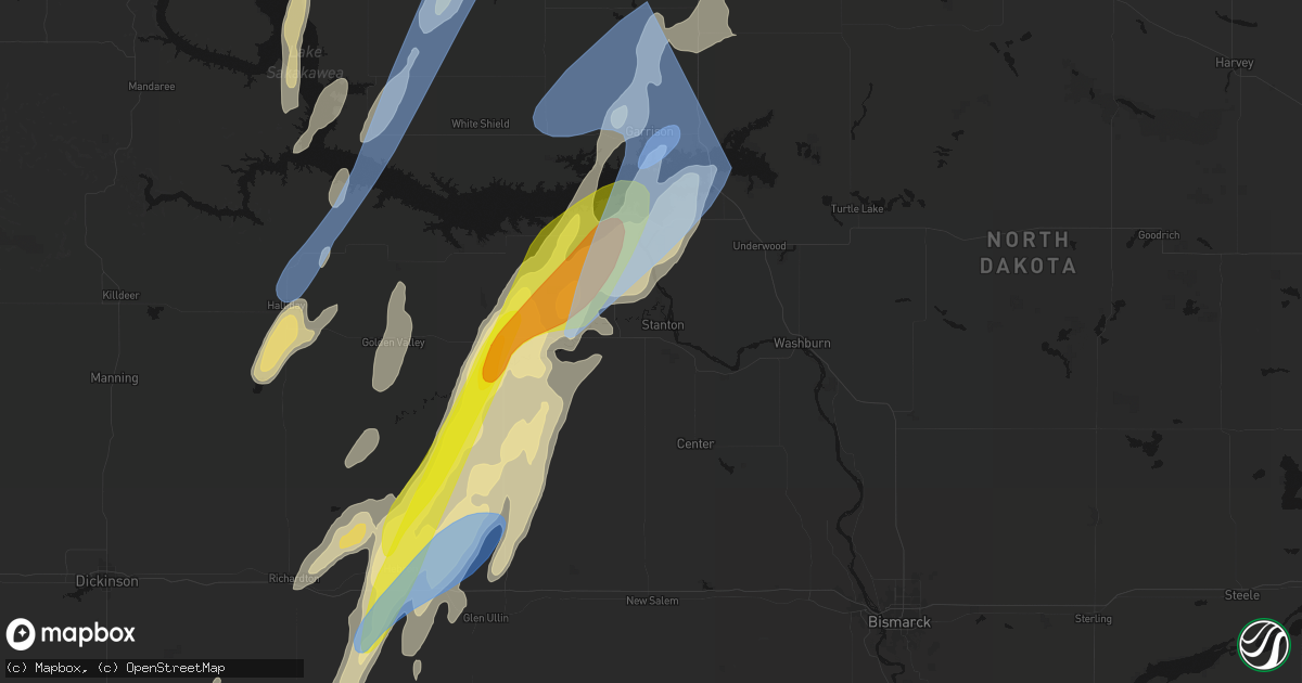 Hail map in Stanton, ND on June 9, 2026