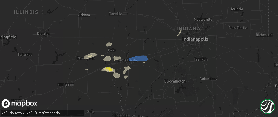 Hail map in Staunton, IN on June 9, 2026