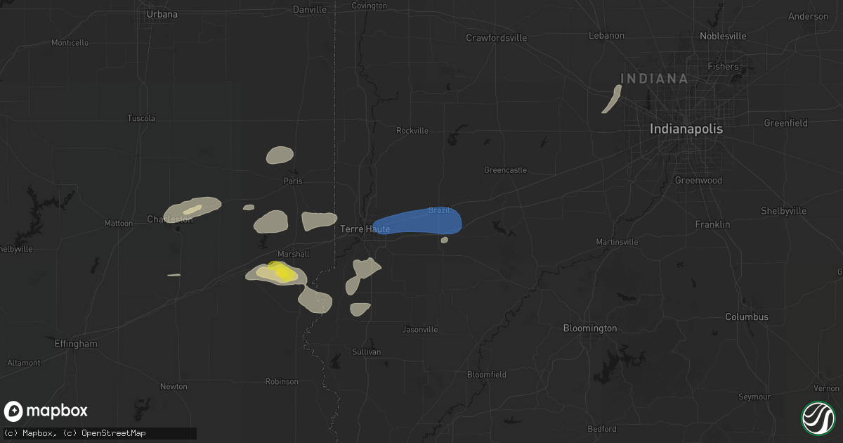 Hail map in Staunton, IN on June 9, 2026