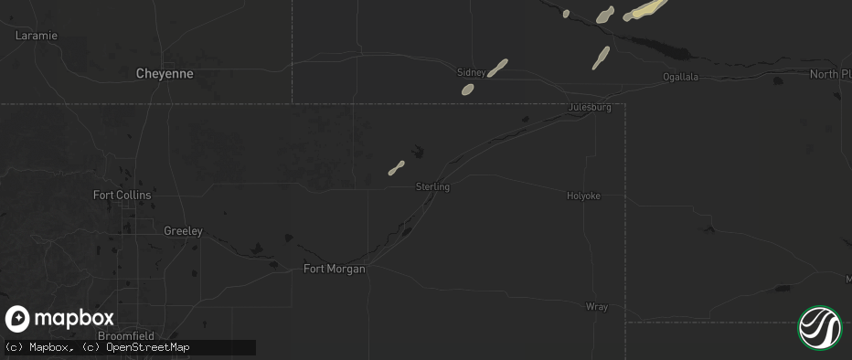Hail map in Sterling, CO on June 9, 2026