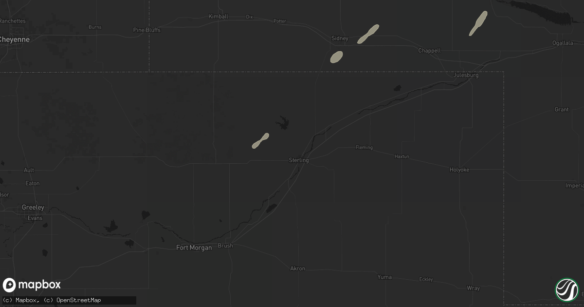 Hail map in Sterling, CO on June 9, 2026