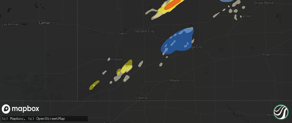 Hail map in Sublette, KS on June 9, 2026