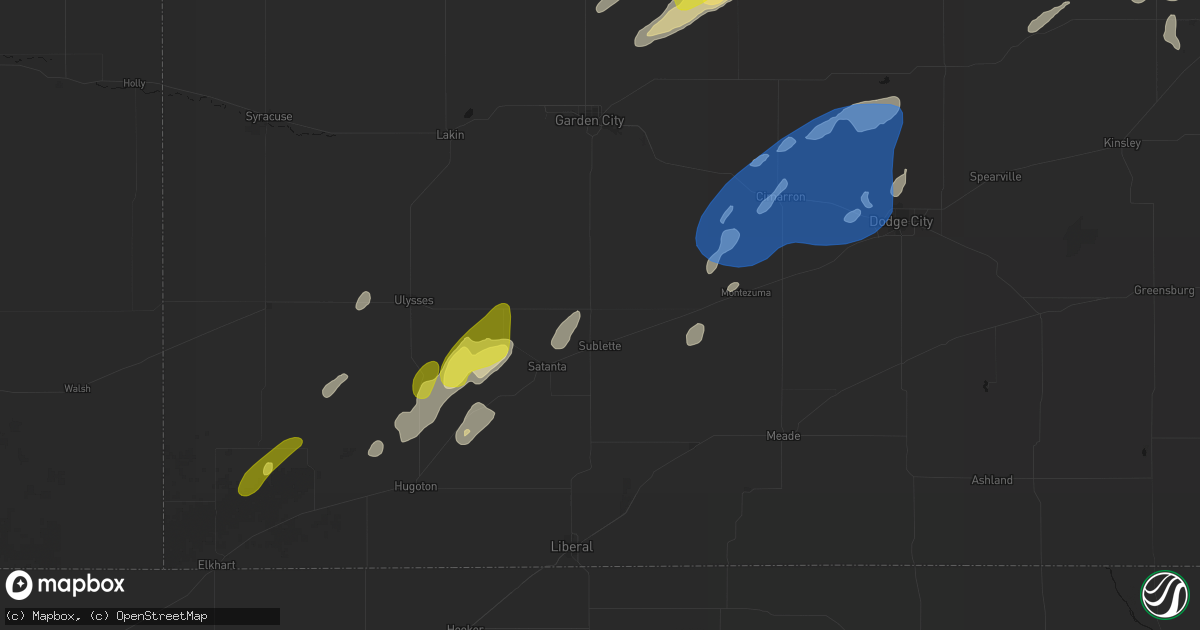 Hail map in Sublette, KS on June 9, 2026