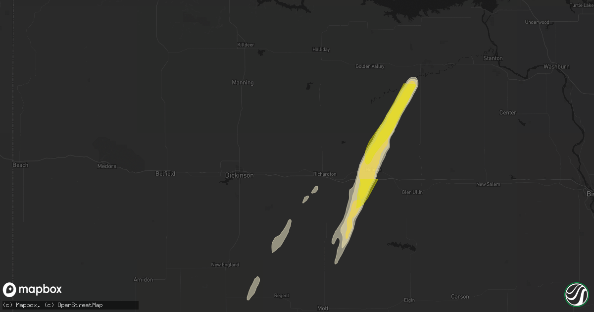 Hail map in Taylor, ND on June 9, 2026