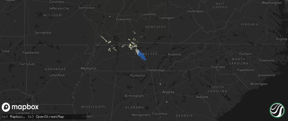 Hail map in Tennessee on June 9, 2026