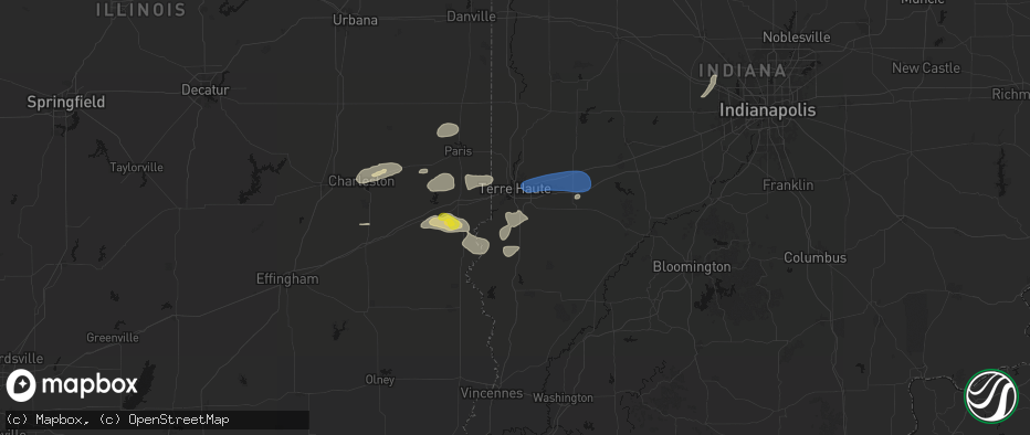 Hail map in Terre Haute, IN on June 9, 2026