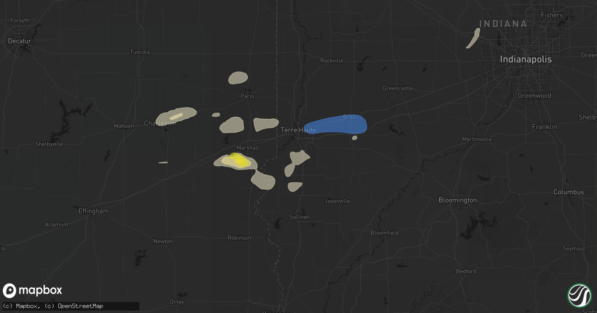 Hail map in Terre Haute, IN on June 9, 2026