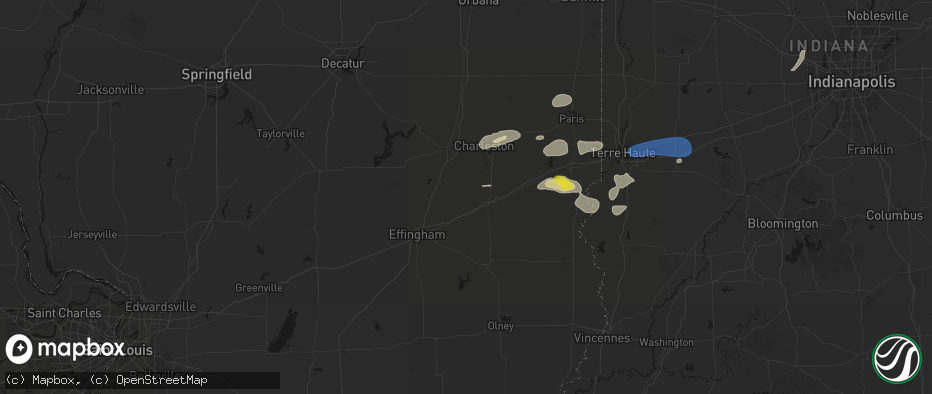 Hail map in Toledo, IL on June 9, 2026