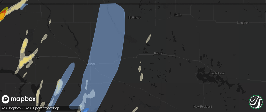 Hail map in Towner, ND on June 9, 2026
