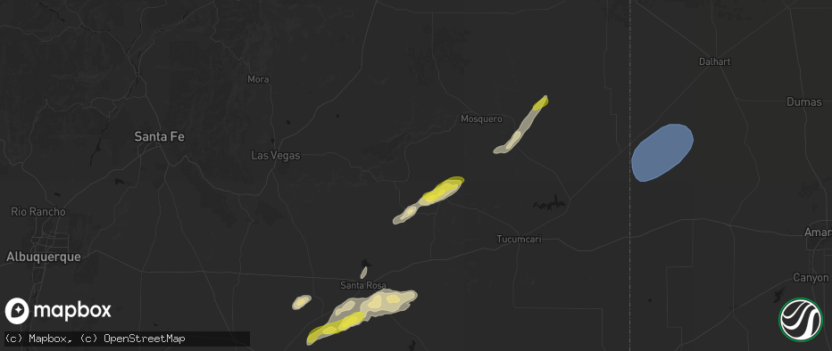 Hail map in Trementina, NM on June 9, 2026