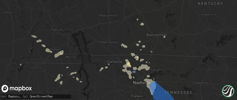 Hail map in Trenton, KY on June 9, 2026