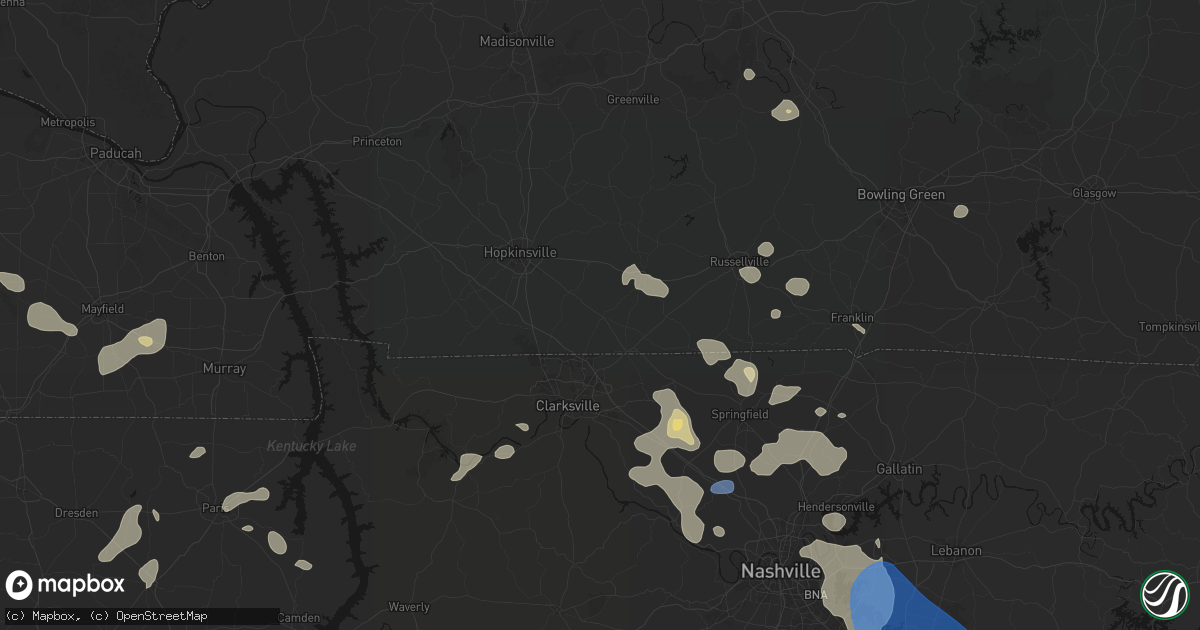Hail map in Trenton, KY on June 9, 2026