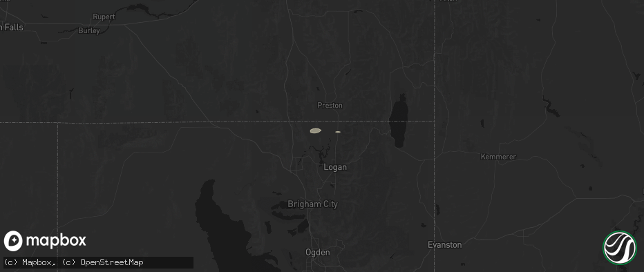 Hail map in Trenton, UT on June 9, 2026