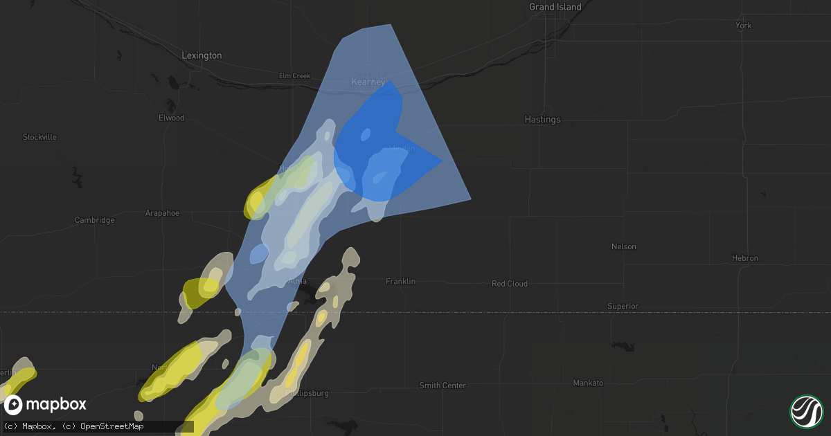 Hail map in Upland, NE on June 9, 2026