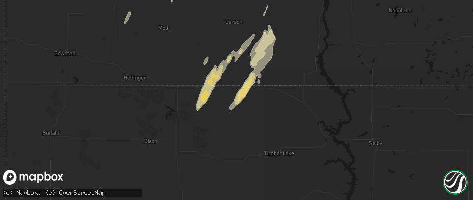 Hail map in Watauga, SD on June 9, 2026