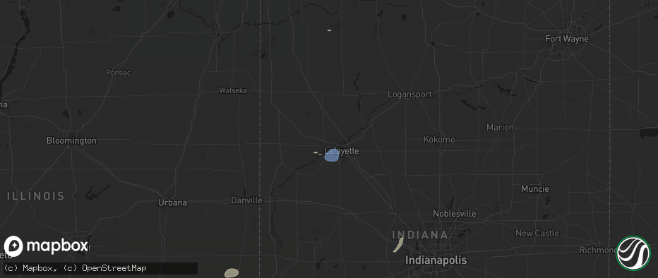 Hail map in West Lafayette, IN on June 9, 2026
