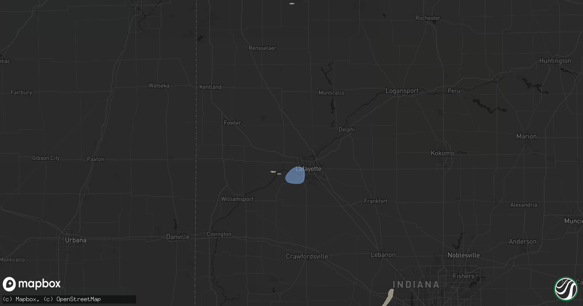 Hail map in West Lafayette, IN on June 9, 2026