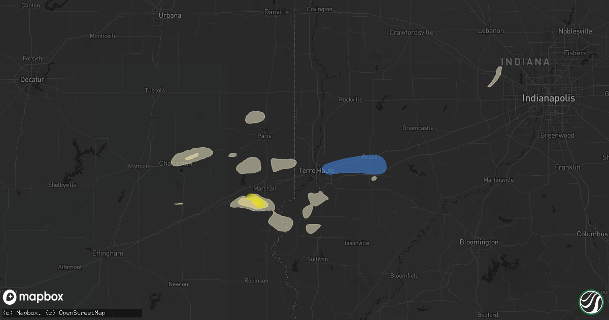 Hail map in West Terre Haute, IN on June 9, 2026