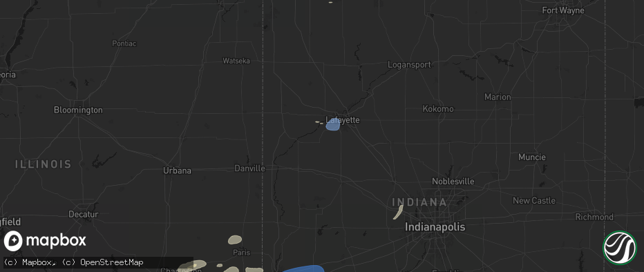 Hail map in Westpoint, IN on June 9, 2026